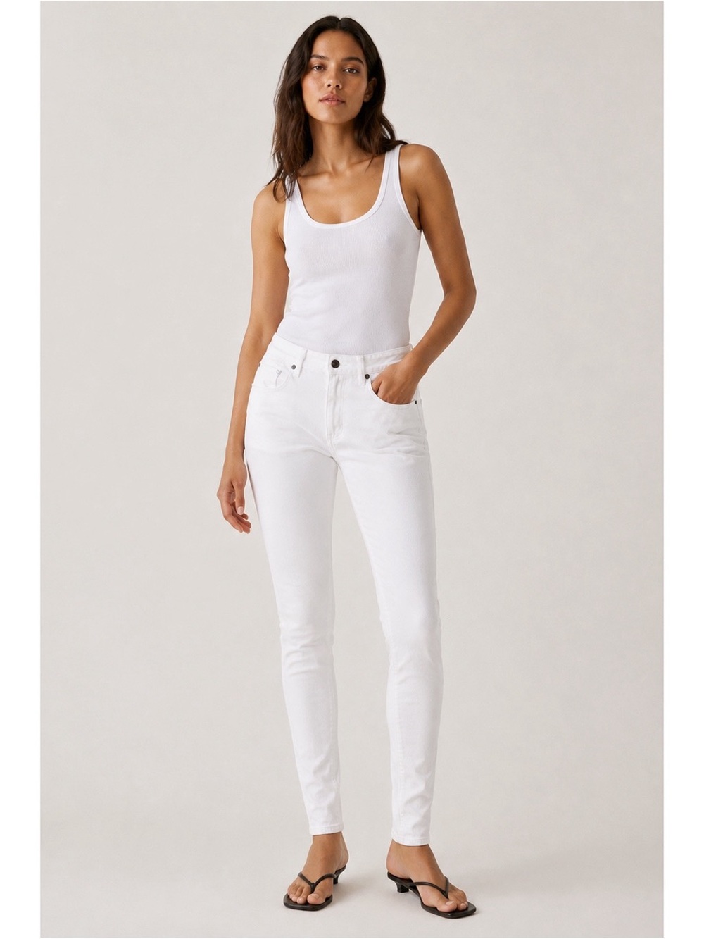 VTG Y2K Citizens of Humanity Woman White Crop Cigarette Skinny Jean US27 Minimal
